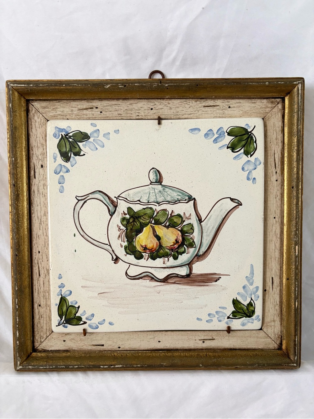 Vintage tea party pot ceramic tile wall hanging wok frame art home decor